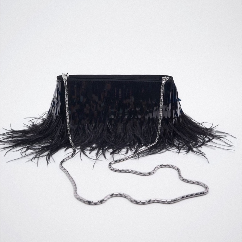 Zara Clutch Feathers + Sequins